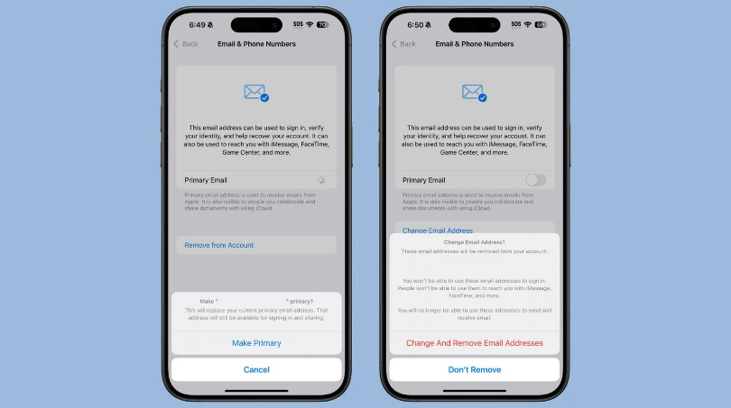 任县苹果手机维修分享苹果 iOS 18.1 支持设置“主要”邮箱地址并更改 iCloud 邮箱 