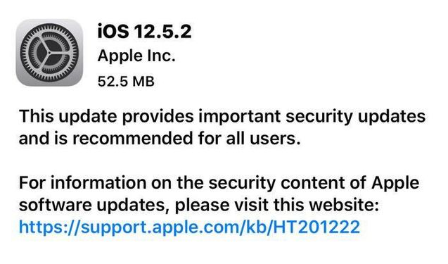 任县苹果手机维修分享iOS12.5.2发布，建议所有老苹果用户安装 